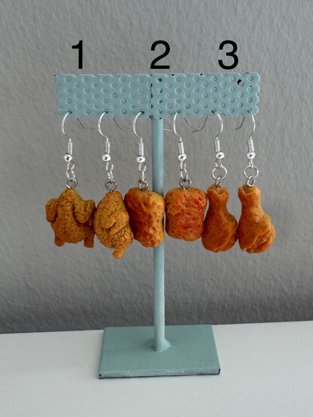 NWT Chicken Nugget Earrings | Funny Food Novelty Dangle Earrings - Picture 2 of 2
